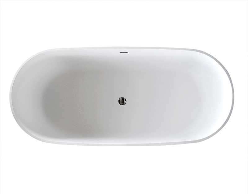 Anzzi Badi 5.9 ft. Solid Surface Center Drain Freestanding Bathtub in Matte White FT-AZ8402 3