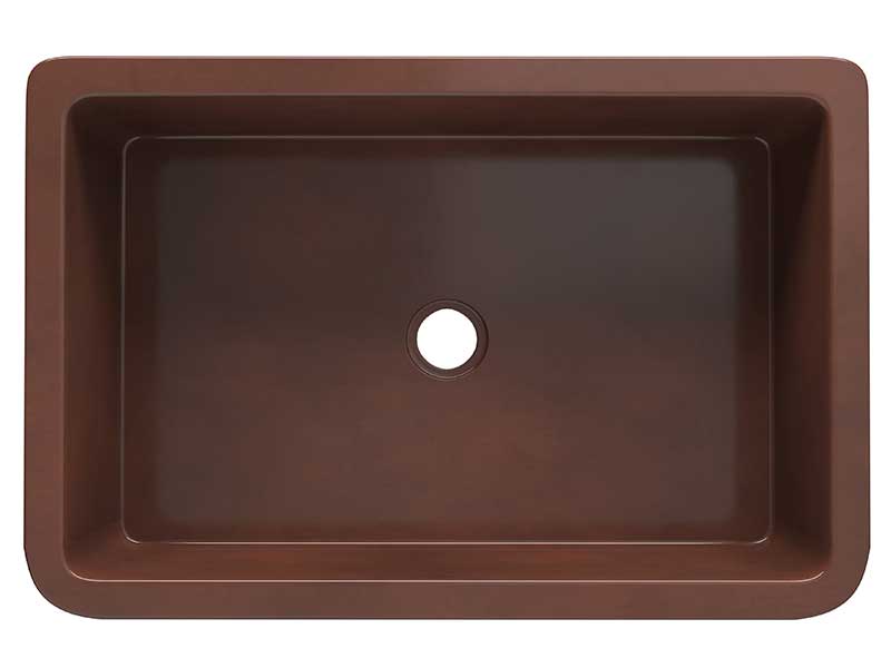 Anzzi Anatolian Farmhouse Handmade Copper 33 in. 0-Hole Single Bowl Kitchen Sink with Sunflower Design Panel in Polished Antique Copper SK-012 6