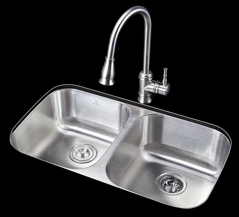 Anzzi MOORE Series 32 in. Under Mount 50/50 Dual Basin Stainless Steel Kitchen Sink 2