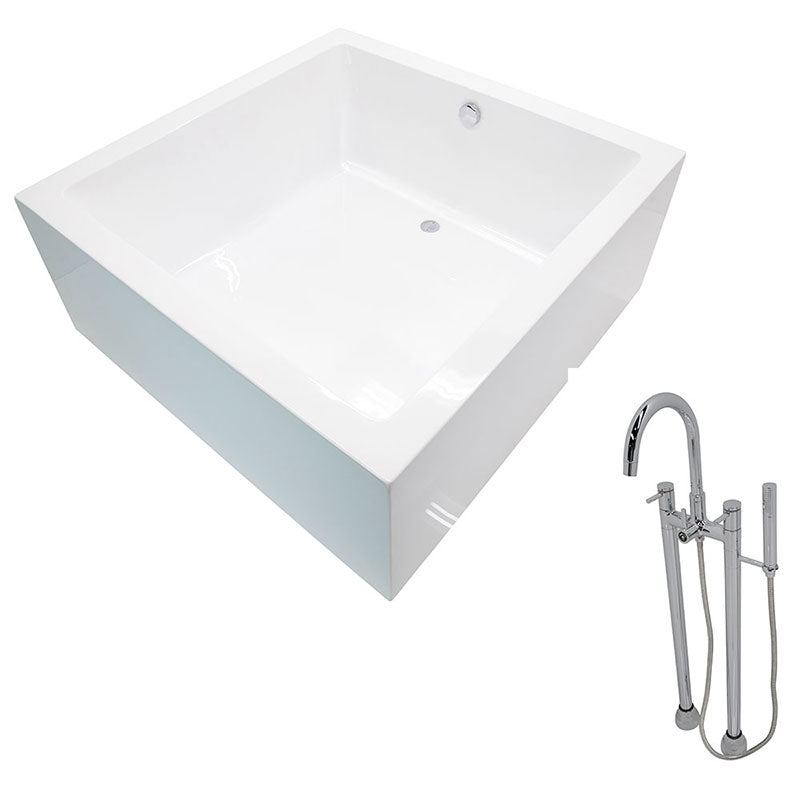 Anzzi Apollo 4.6 ft. Acrylic Freestanding Non-Whirlpool Bathtub in White and Sol Series Faucet in Chrome