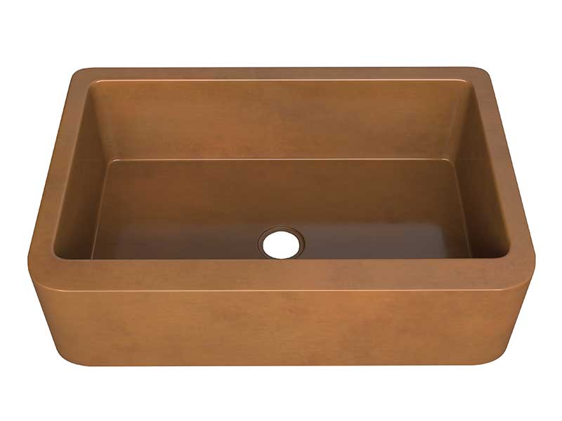 Anzzi Cyprus Farmhouse Handmade Copper 33 in. 0-Hole Single Bowl Kitchen Sink in Polished Antique Copper SK-018 7