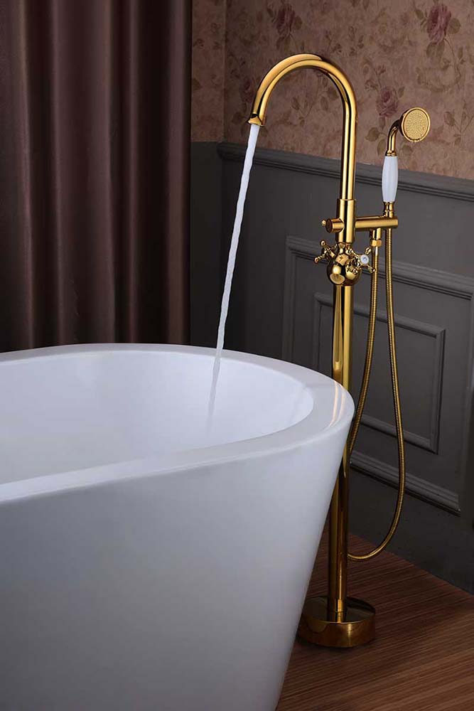 Anzzi Bridal 3-Handle Claw Foot Tub Faucet with Hand Shower in Gold FS-AZ0061RG 3