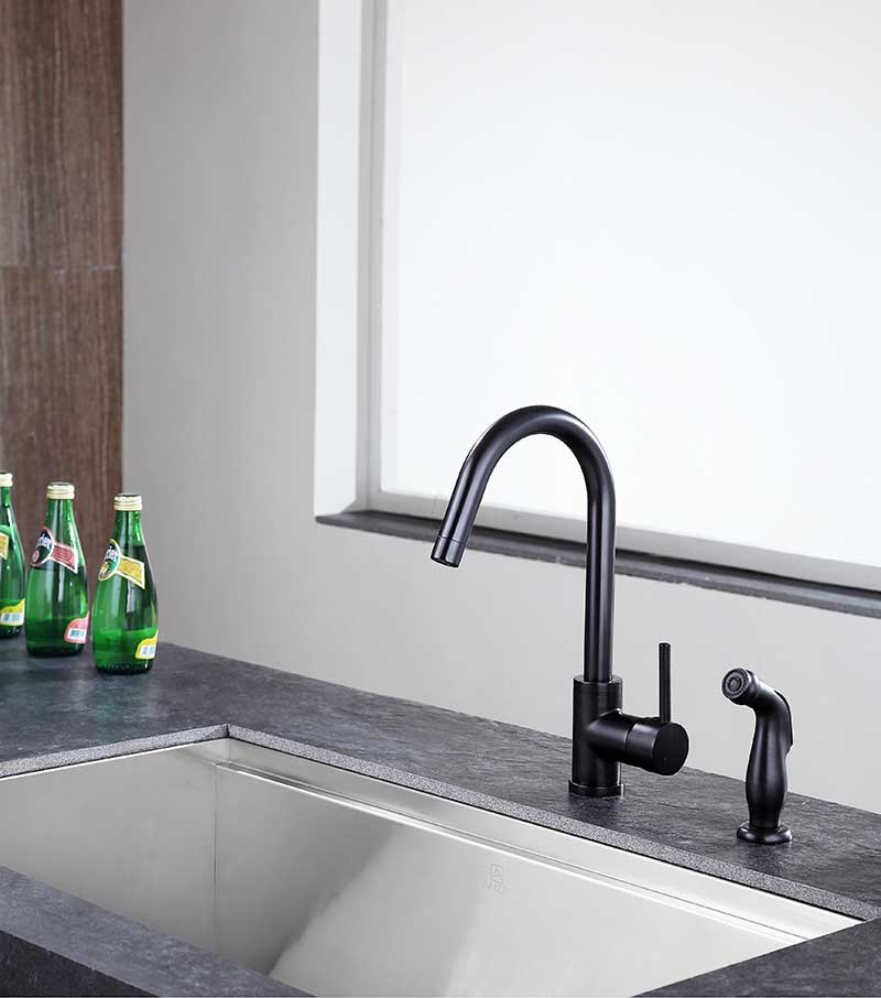 Anzzi Farnese Single-Handle Standard Kitchen Faucet with Side Sprayer in Oil Rubbed Bronze KF-AZ222ORB 5