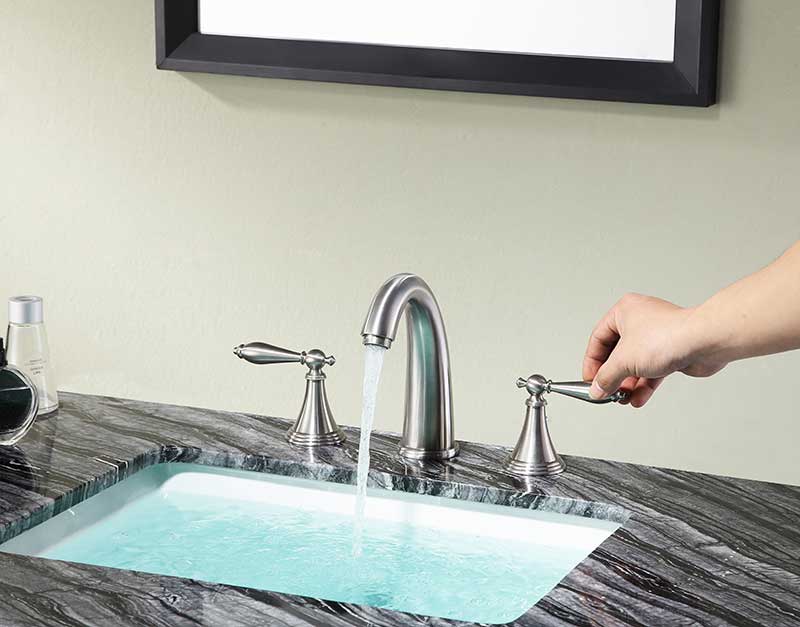 Anzzi Queen 8 in. Widespread 2-Handle Bathroom Faucet in Brushed Nickel L-AZ185BN 4