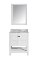 Anzzi Montaigne 30 in. W x 22 in. D Vanity in White with Marble Vanity Top in Carrara White with White Basin and Mirror 13