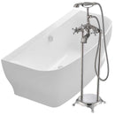 Anzzi Bank 64.9 in. Acrylic Flatbottom Bathtub in White with Tugela Faucet in Brushed Nickel FTAZ112-0052B