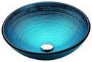 Anzzi Enti Series Deco-Glass Vessel Sink in Lustrous Blue with Key Faucet in Brushed Nickel 2