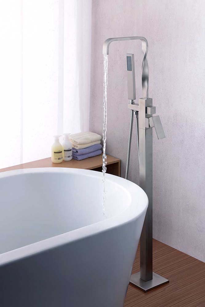 Anzzi Yosemite 2-Handle Claw Foot Tub Faucet with Hand Shower in Brushed Nickel FS-AZ0050BN 3