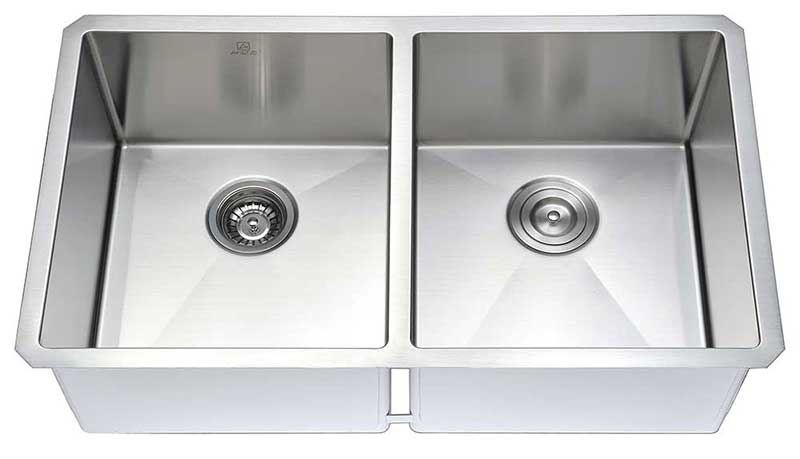 Anzzi VANGUARD Series 32 in. Under Mount 50/50 Dual Basin Handmade Stainless Steel Kitchen Sink 10