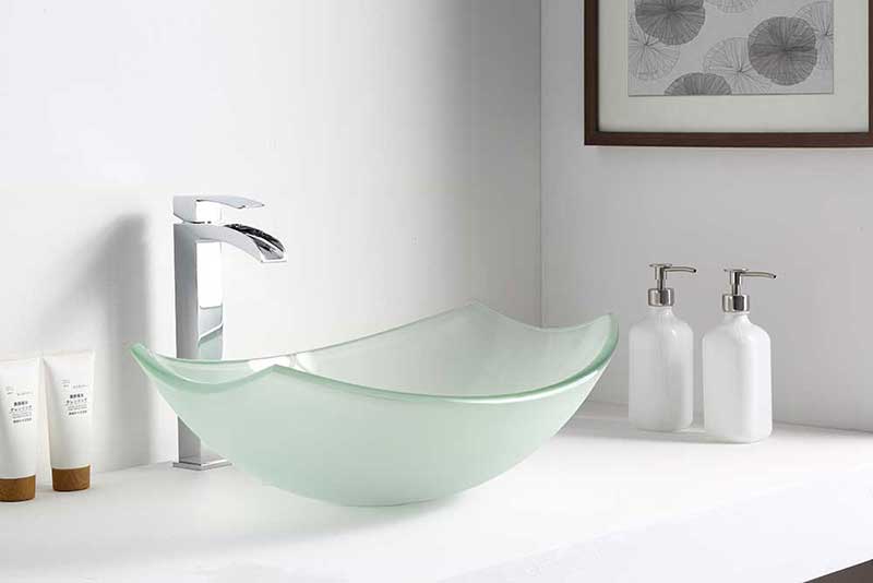 Anzzi Pendant Series Deco-Glass Vessel Sink in Lustrous Frosted Finish 6