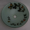 Legion Furniture Tempered Glass 1/2" Thick, 16.5" Diameter, 5.5" Height Matching Chrome Pop-Up Drain And Mounting Ring Butterfly Frosted 2