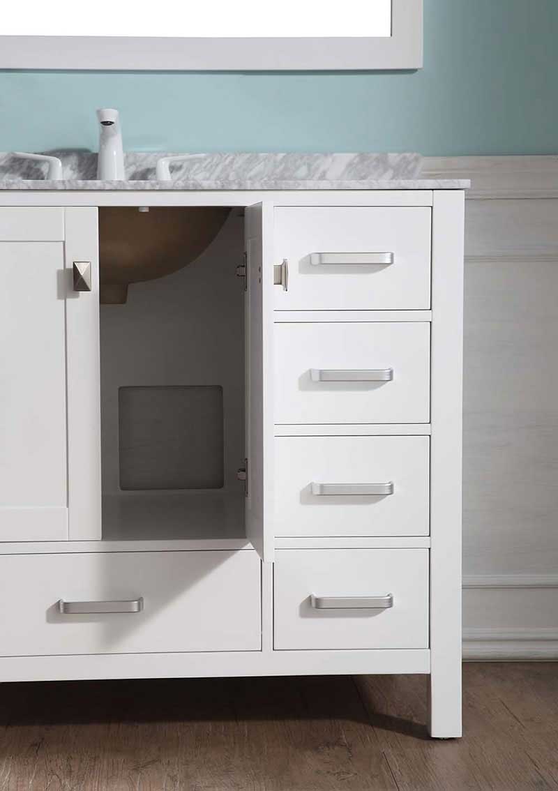 Anzzi Chateau 36 in. W x 22 in. D Vanity in White with Marble Vanity Top in Carrara White with White Basin and Mirror 10