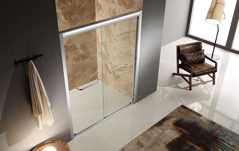Anzzi Pharaoh 48 in. x 72 in. Framed Sliding Shower Door in Brushed Finish with Handle SD-AZ01BBH-R 3