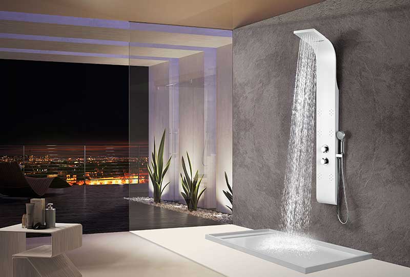 Anzzi Lyric 64 in. 6-Jetted Full Body Shower Panel with Heavy Rain Shower and Spray Wand in White SP-AZ8091 2