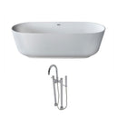 Anzzi Sabbia 5.9 ft. Man-Made Stone Freestanding Non-Whirlpool Bathtub in Matte White and Sol Series Faucet in Chrome
