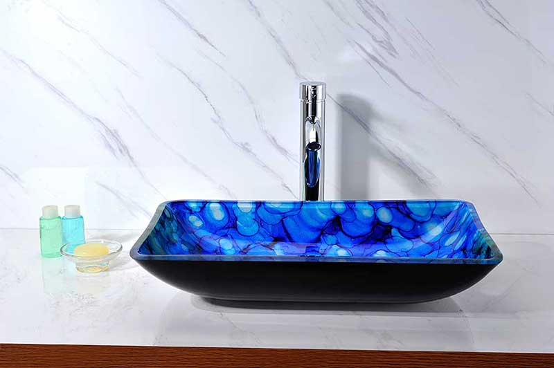 Anzzi Voce Series Deco-Glass Vessel Sink in Lustrous Blue 6