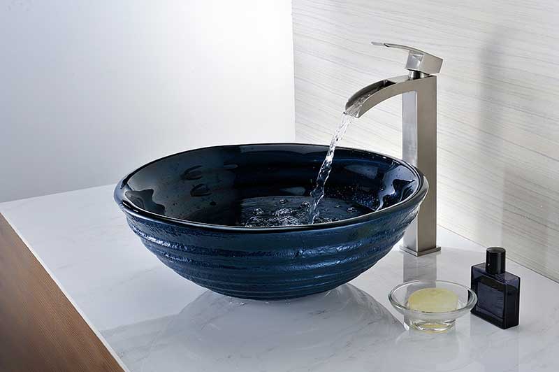 Anzzi Rongomae Series Deco-Glass Vessel Sink in Coiled Blue LS-AZ8097 5