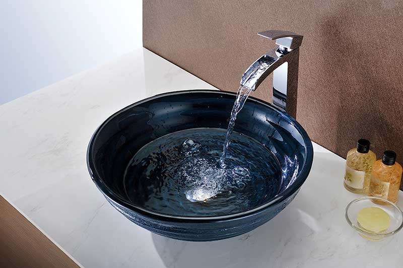Anzzi Rongomae Series Deco-Glass Vessel Sink in Coiled Blue LS-AZ8097 7