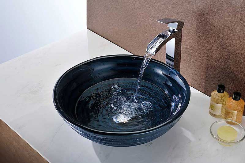 Anzzi Tempo Series Deco-Glass Vessel Sink in Coiled Blue 7