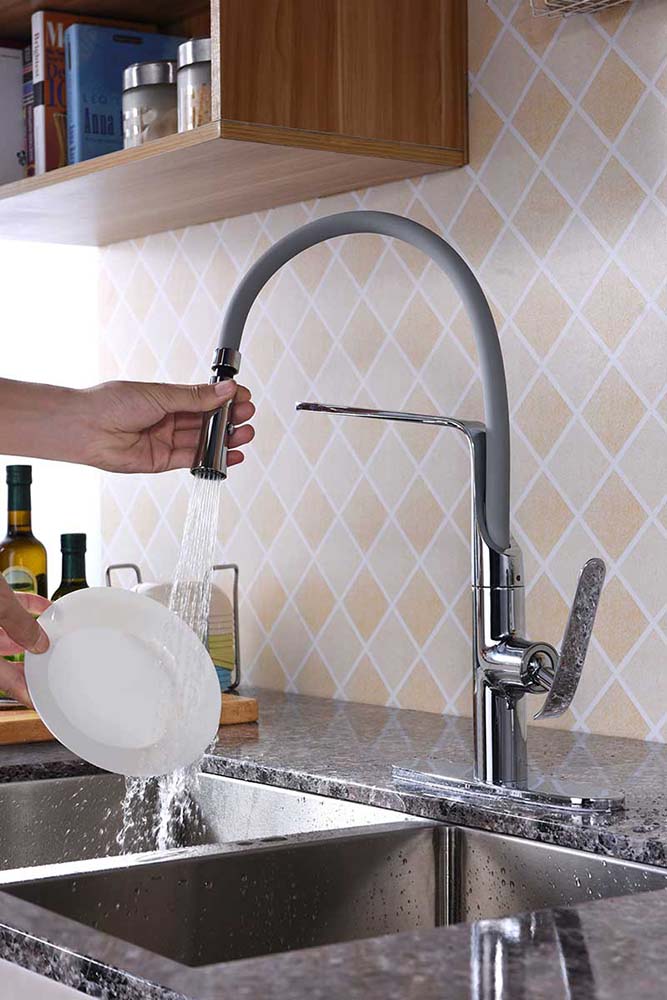 Anzzi Accent Single Handle Pull-Down Sprayer Kitchen Faucet in Polished Chrome KF-AZ003 6