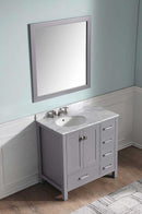 Anzzi Chateau 36 in. W x 22 in. D Vanity in Gray with Marble Vanity Top in Carrara White with White Basin and Mirror 3
