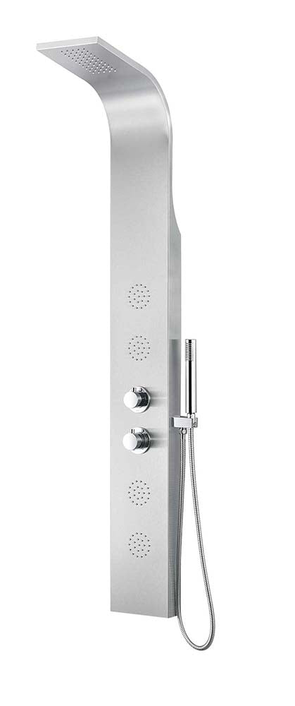 Anzzi Mayor 64 in. Full Body Shower Panel with Heavy Rain Shower and Spray Wand in Brushed Steel SP-AZ8092