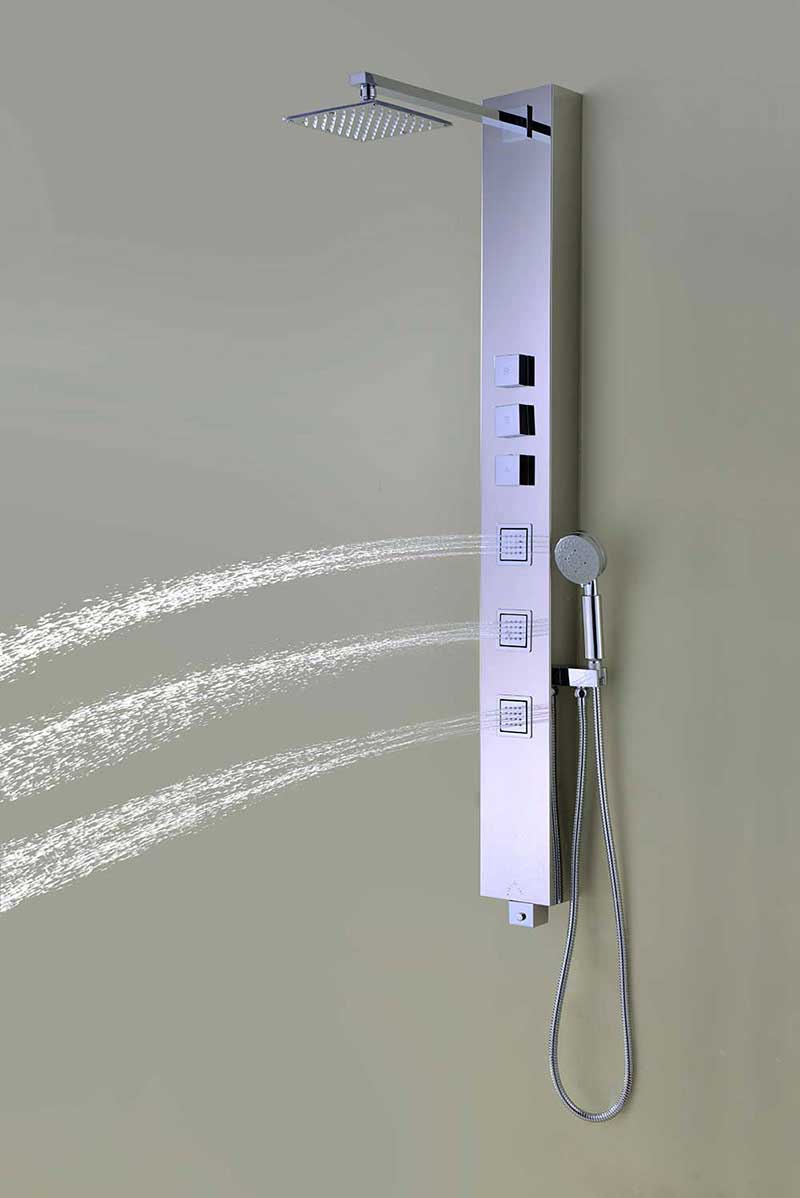 Anzzi Lann 53 in. 3-Jetted Full Body Shower Panel with Heavy Rain Showerhead and Spray Wand in Brushed Stainless Steel 12