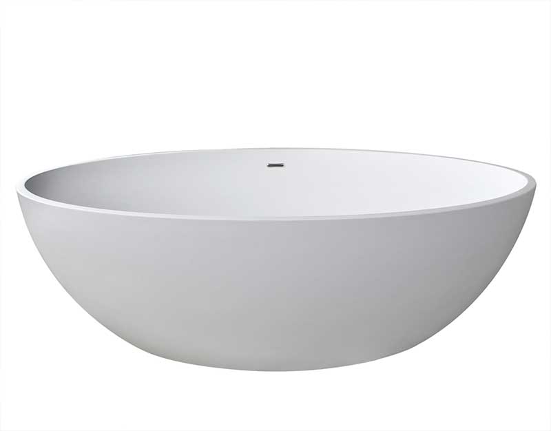 Anzzi Hangiri 5.5 ft. Solid Surface Center Drain Freestanding Bathtub in Matte White BS-S29 4