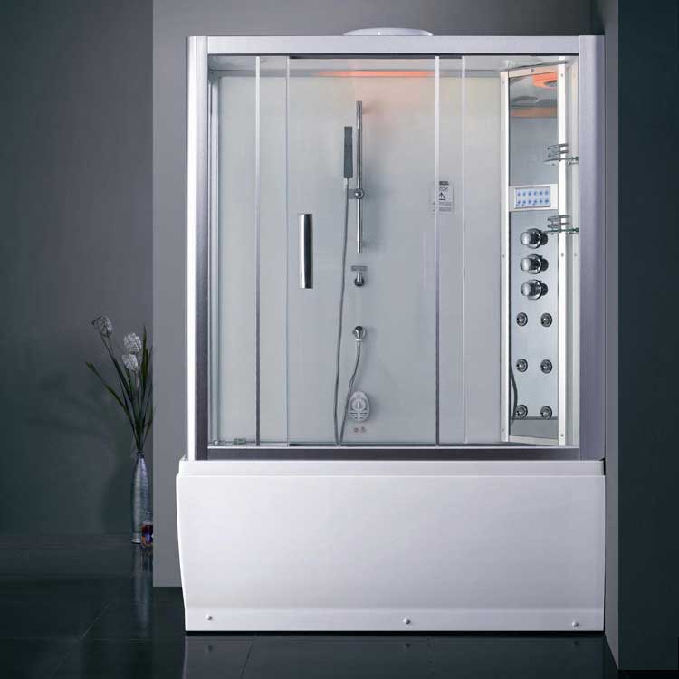 Ariel Bath Platinum Sliding Door Steam Shower with Bath Tub and Right-Hand Side Configuration