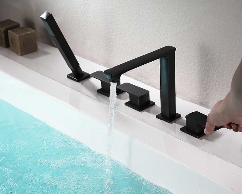 Anzzi Shore 3-Handle Deck-Mount Roman Tub Faucet with Handheld Sprayer in Oil Rubbed Bronze FR-AZ102ORB 7