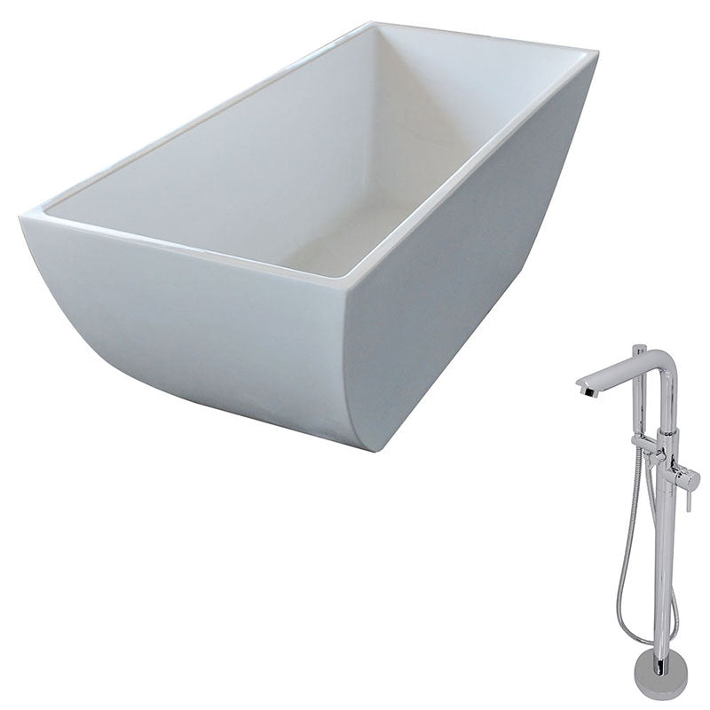 Anzzi Rook 5.6 ft. Acrylic Freestanding Non-Whirlpool Bathtub in White and Sens Series Faucet in Chrome